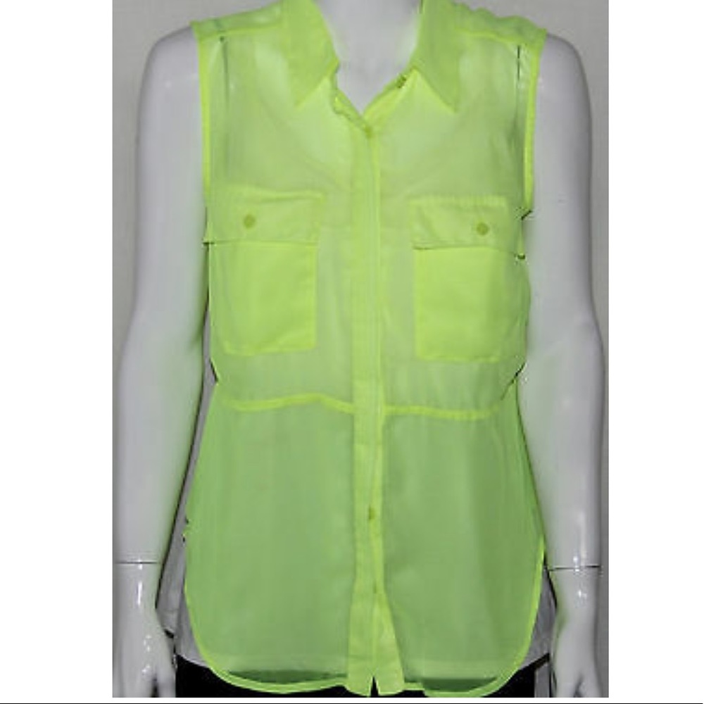 Neon Yellow Sheer Blouse - Picture 2 of 8